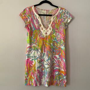 Lilly Pulitzer Colorful Bright Cotton Lightweight Summer Mini Dress Women Medium